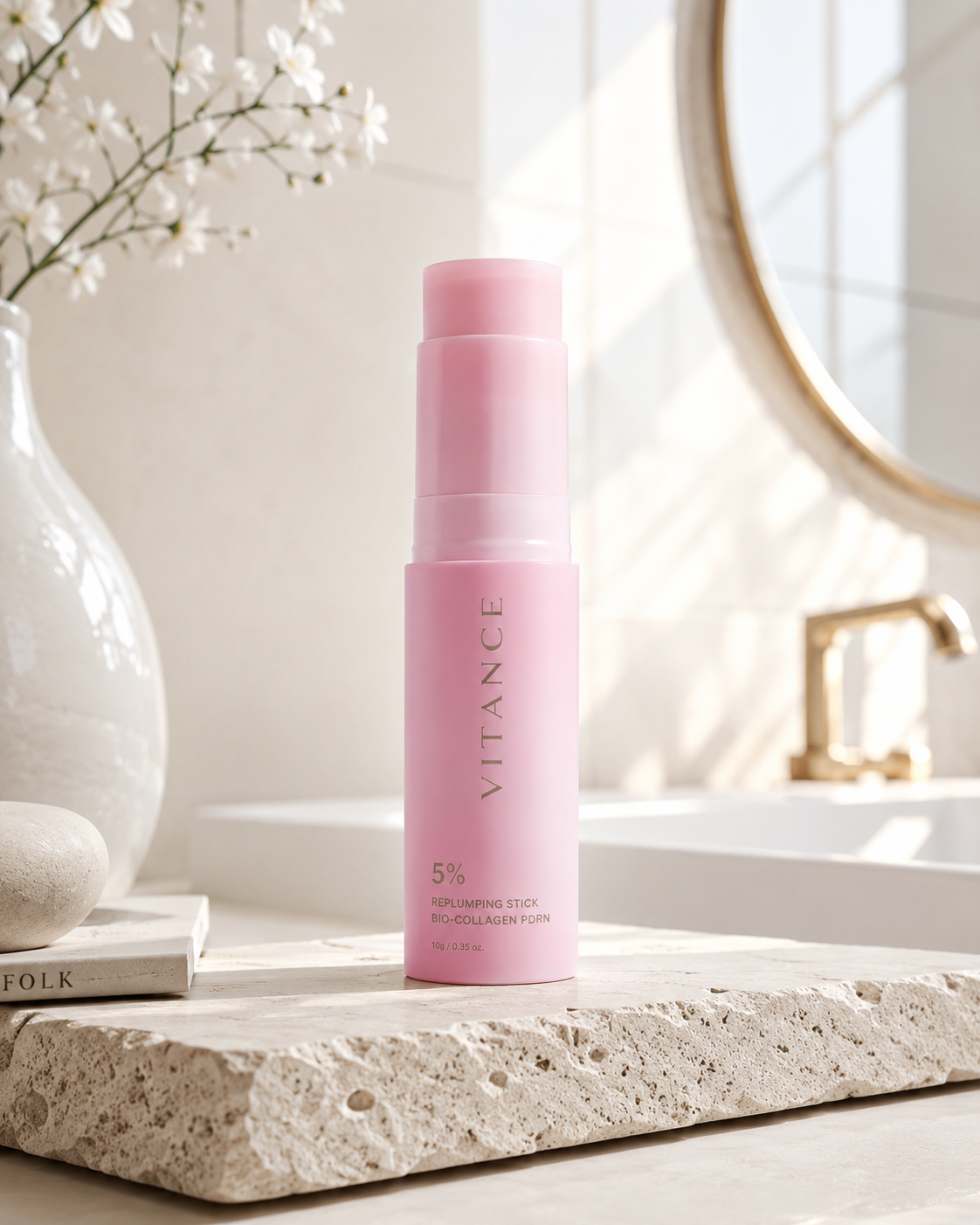 Vrouw brengt Vitance Stick aan